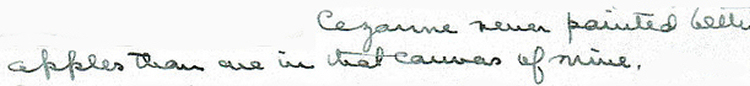 Diary comment about Cezanne 